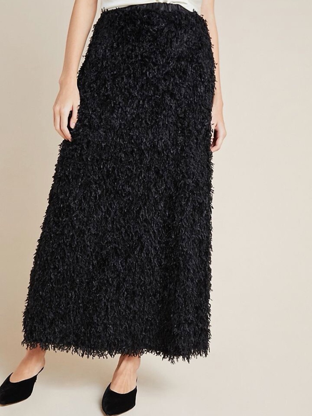 NWOT Anthropologie $170 Chantal Feathered Maxi Skirt Size Small maximalism